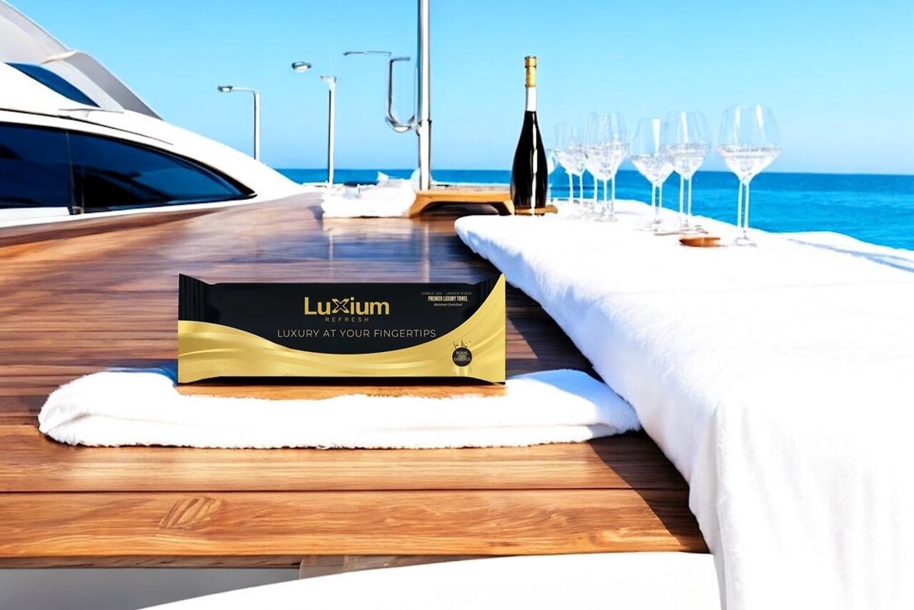 Luxium Premier OUD Towel on yacht