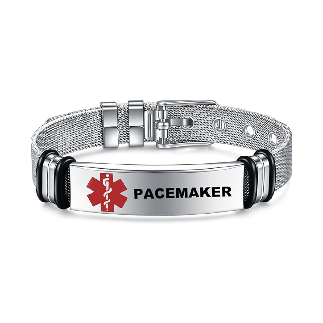 pacemaker silver bracelet, stainless steel