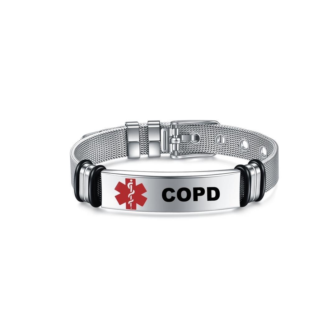 COPD stainless steel bracelet, silver colour