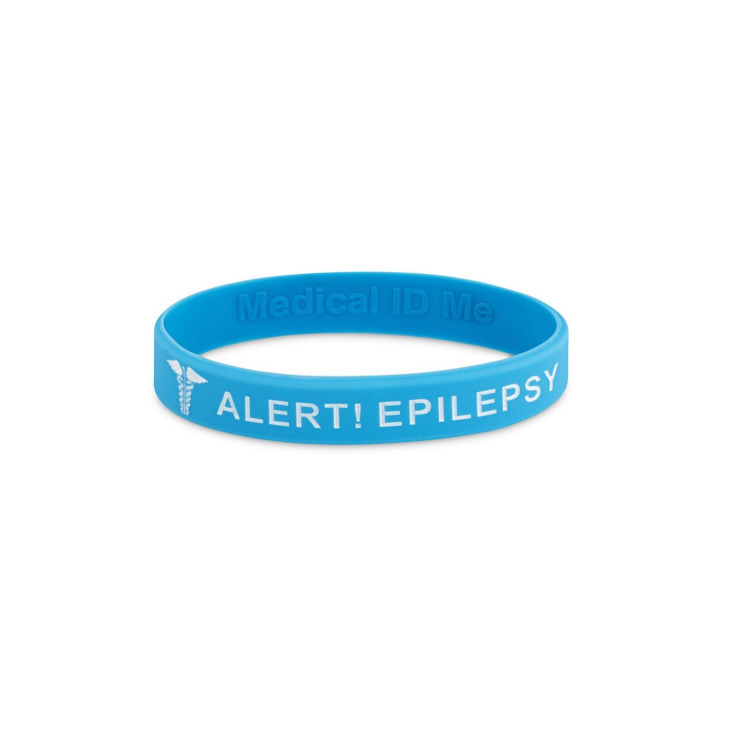 Blue alert epilepsy kids silicone medical bracelet