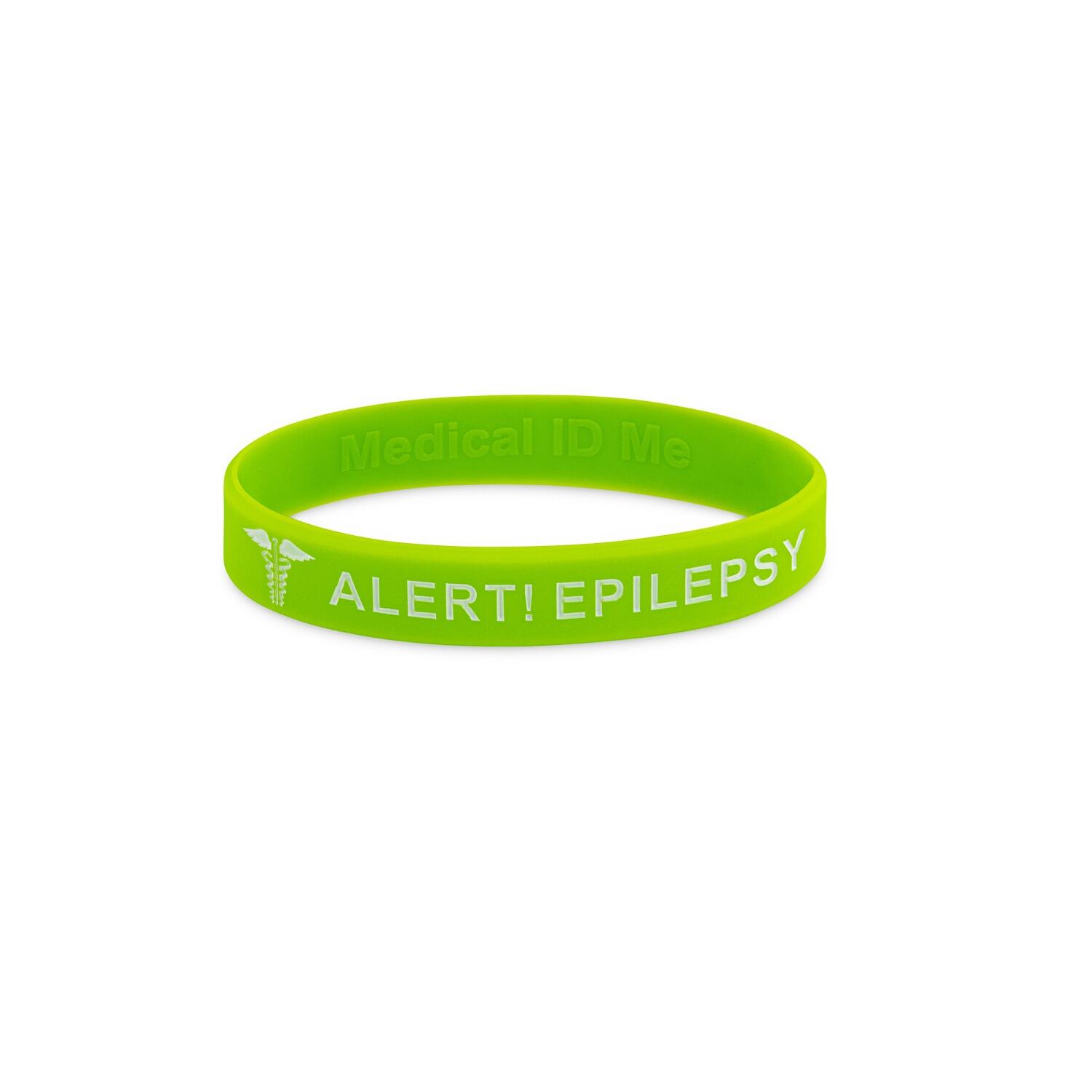 Green alert epilepsy kids silicone medical bracelet