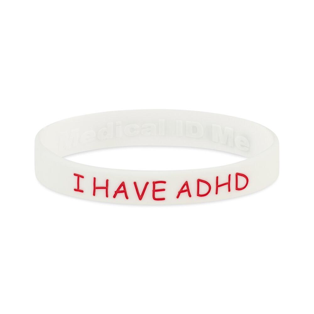 White I Have ADHD silicone awareness bracelet