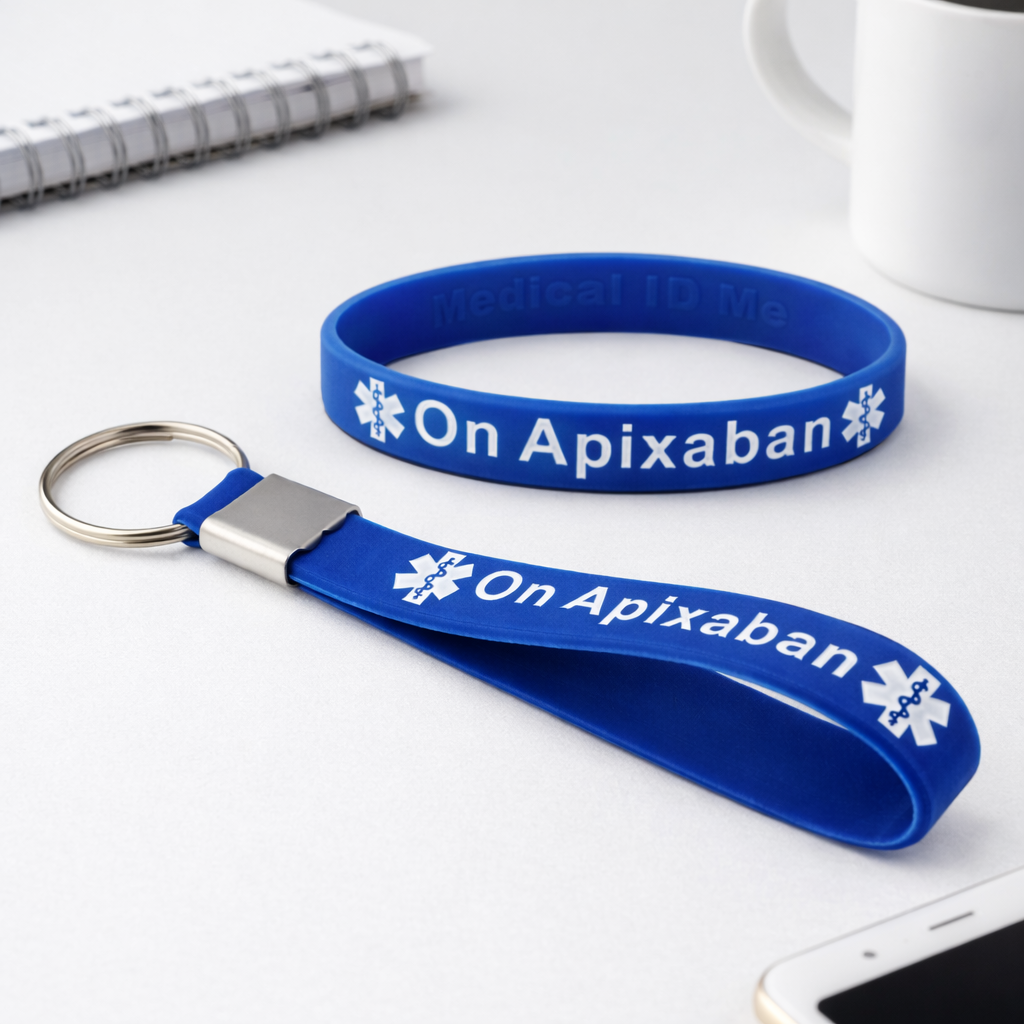 On Apixaban Blue Wristband and Keyring Set