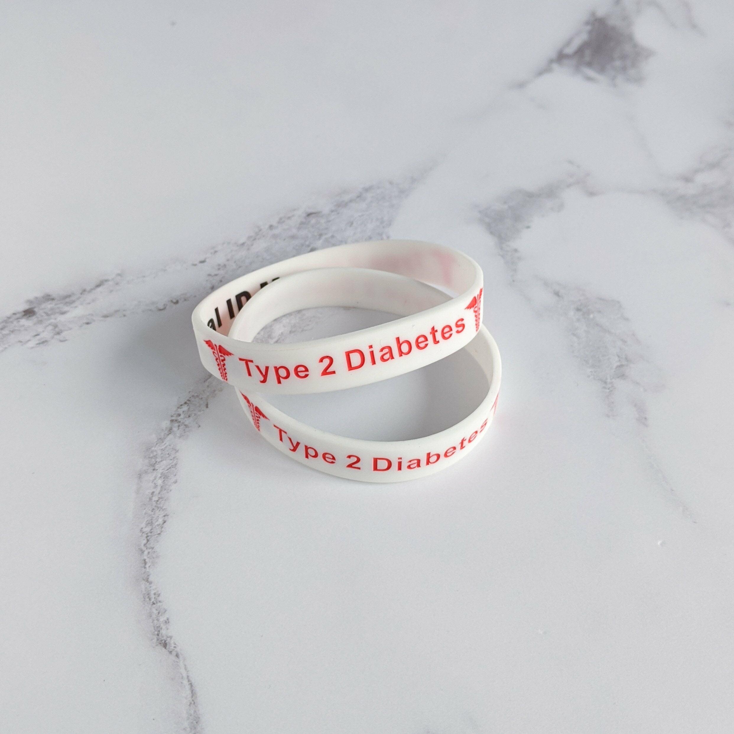 White Diabetes type 2 wristband