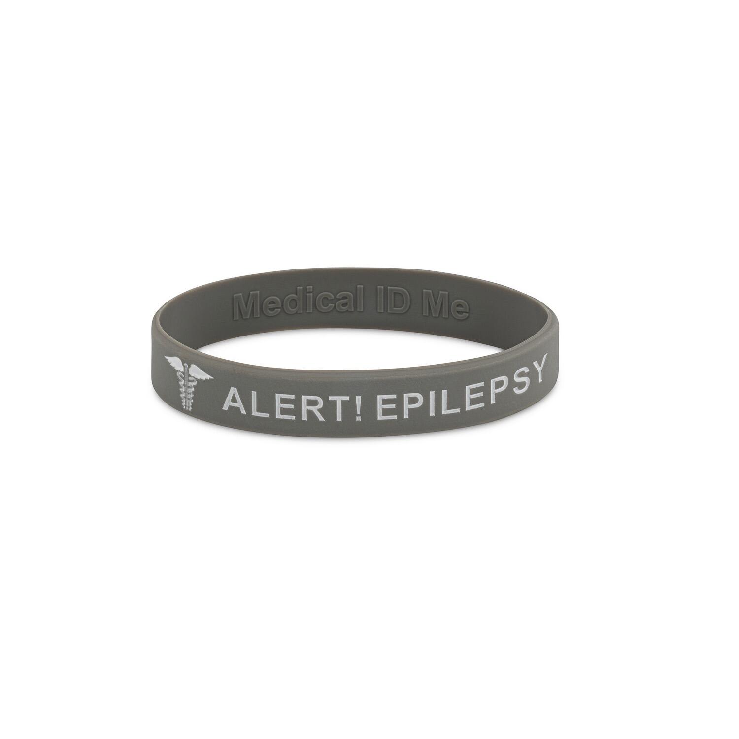 Grey alert epilepsy kids silicone medical bracelet