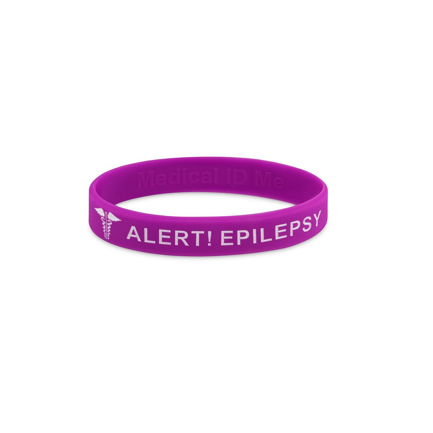 Purple alert epilepsy kids silicone medical bracelet
