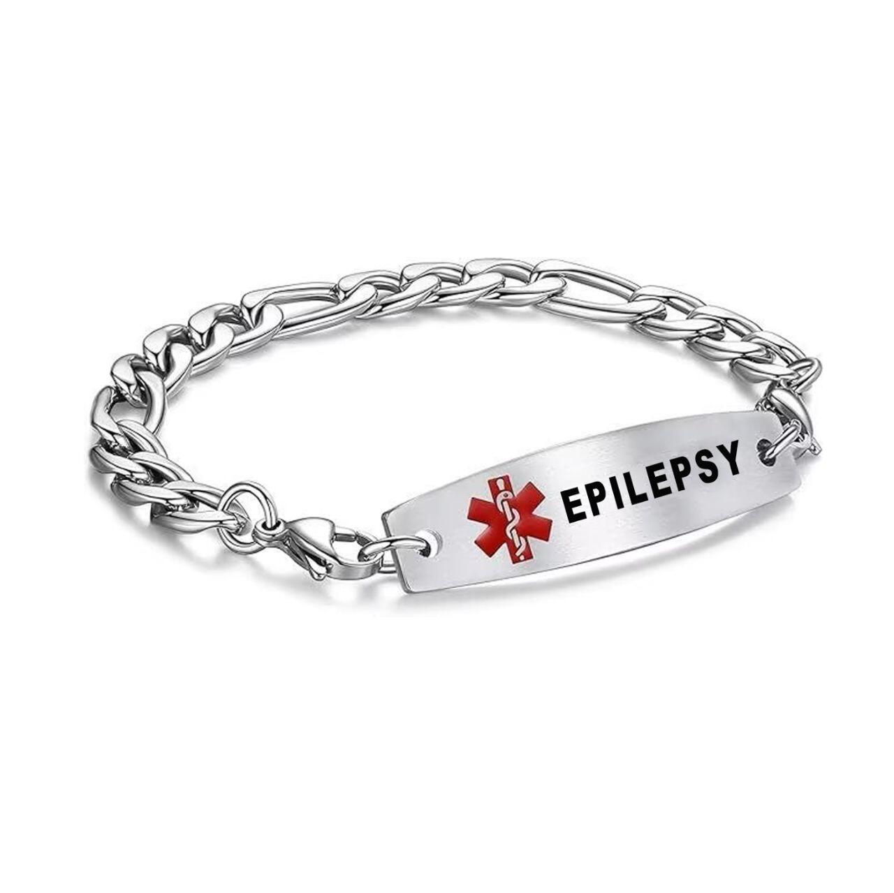 silver epilepsy mens bracelet