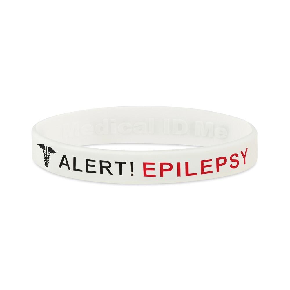 White Alert Epilepsy Silicone Bracelet