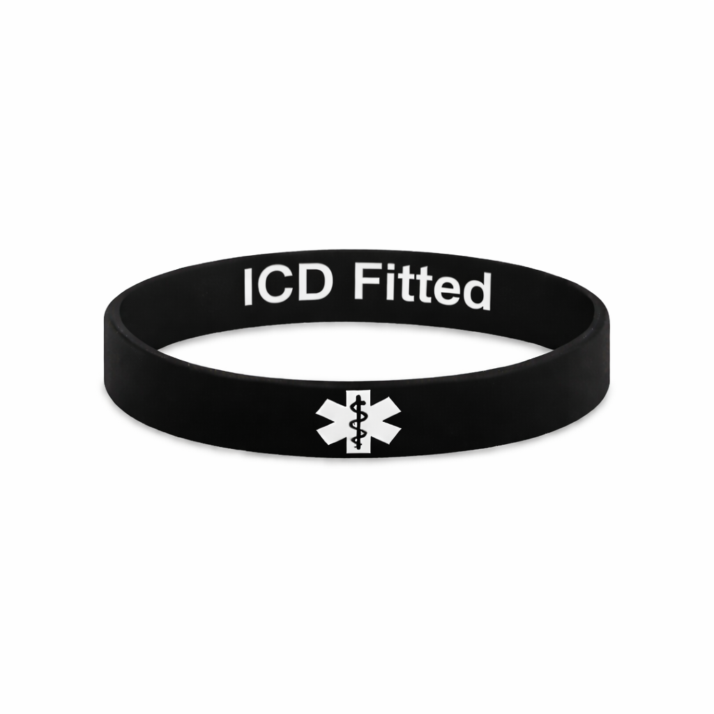 ICD Fitted discreet silicone black bracelet