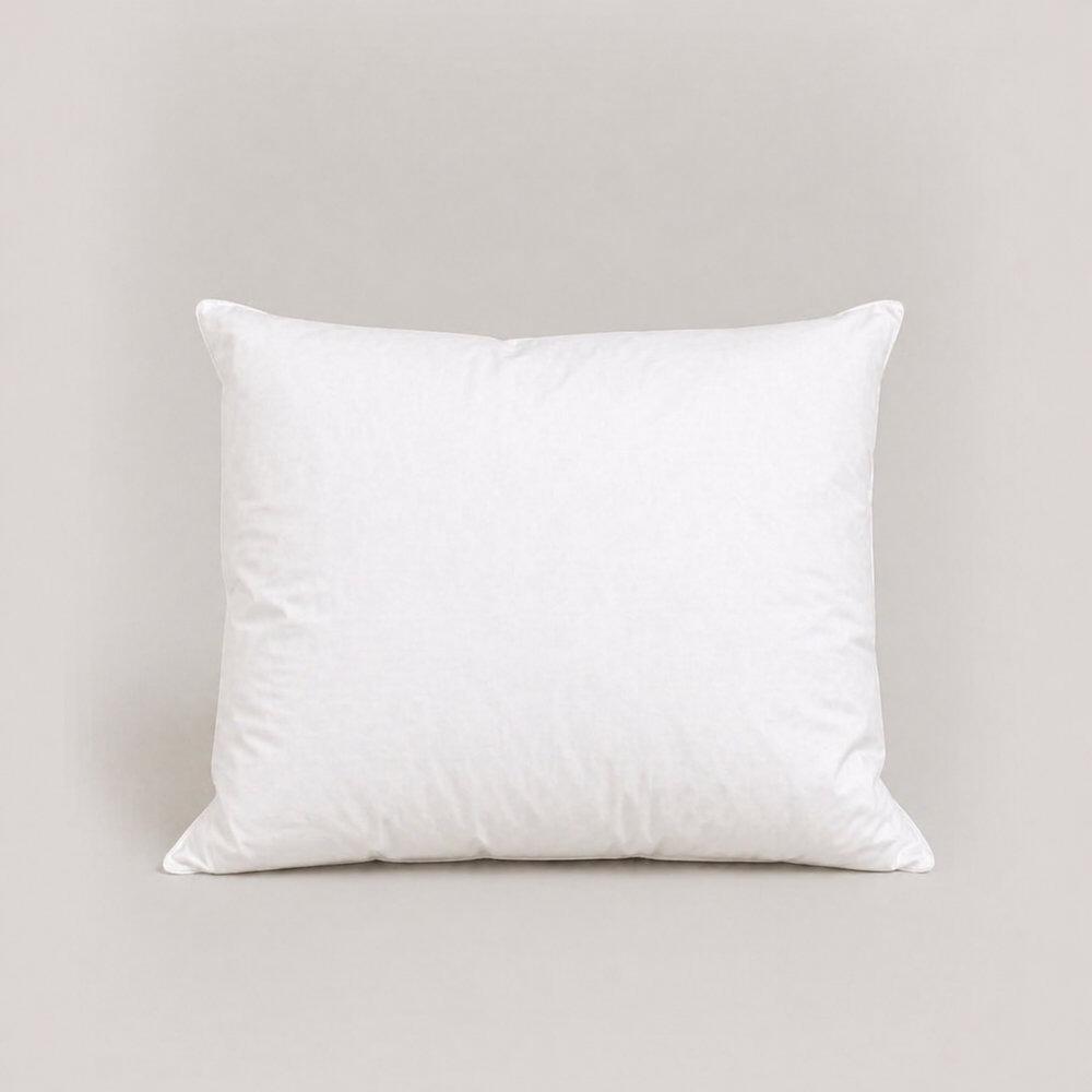 White continental wool pillow with top-stitched edges