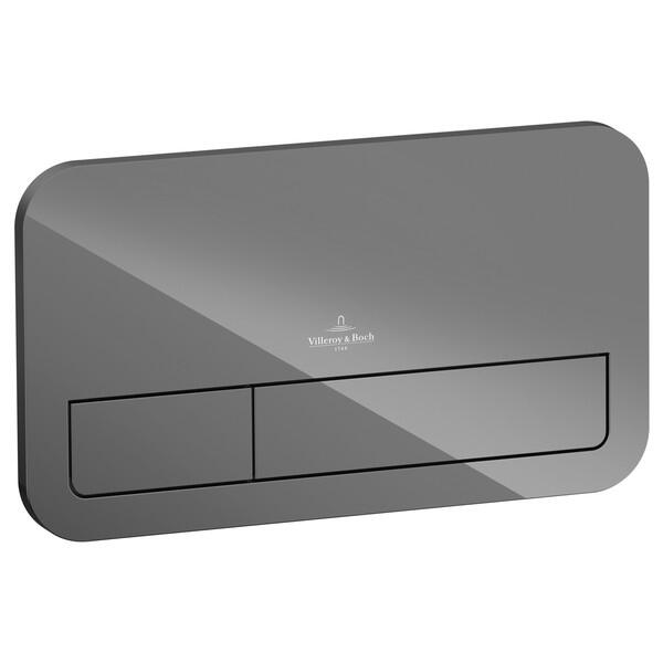 WD-VB|VB-M200-GREY|Villeroy & Boch ViConnect M200/200G Glass Dual Flush Plate – Gloss Grey