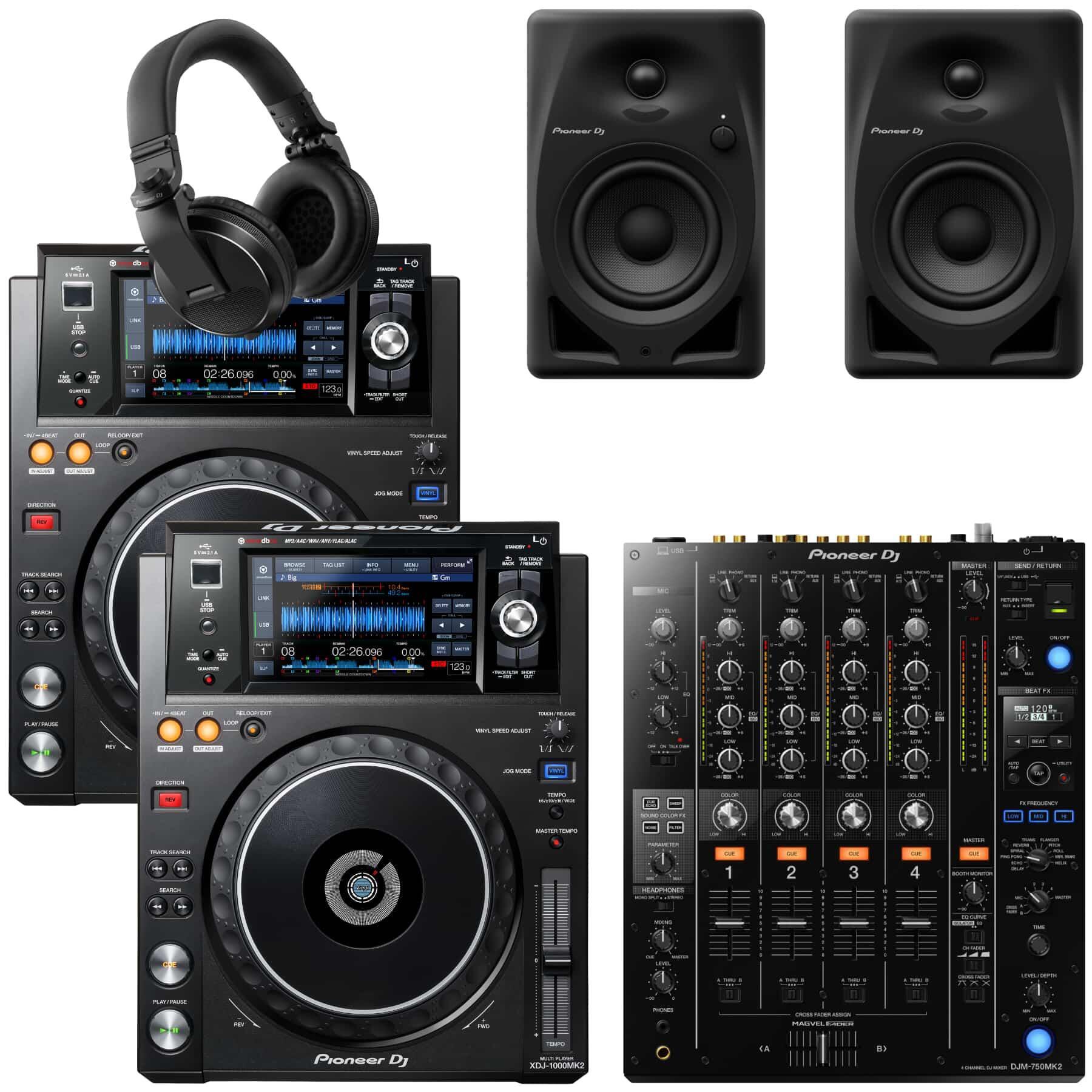 Pioneer DJ XDJ-1000MK2 & DJM-750MK2 DM-40D Bundle