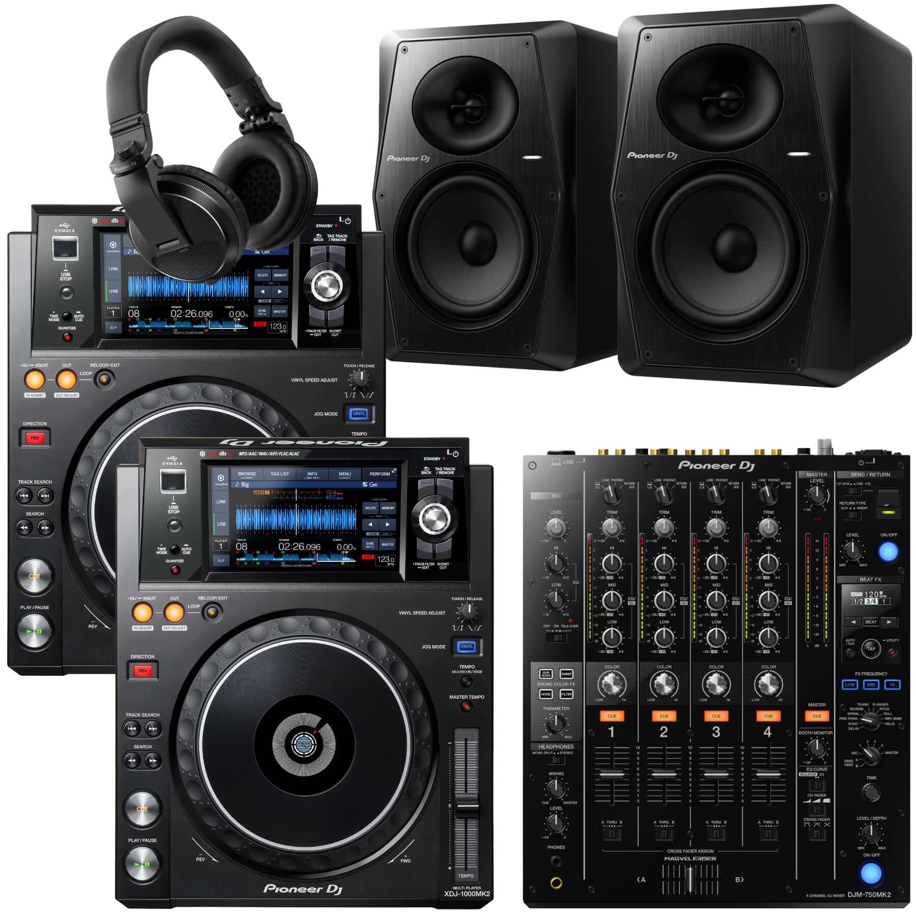 Pioneer DJ XDJ-1000MK2 & DJM-750MK2 VM-70 Bundle