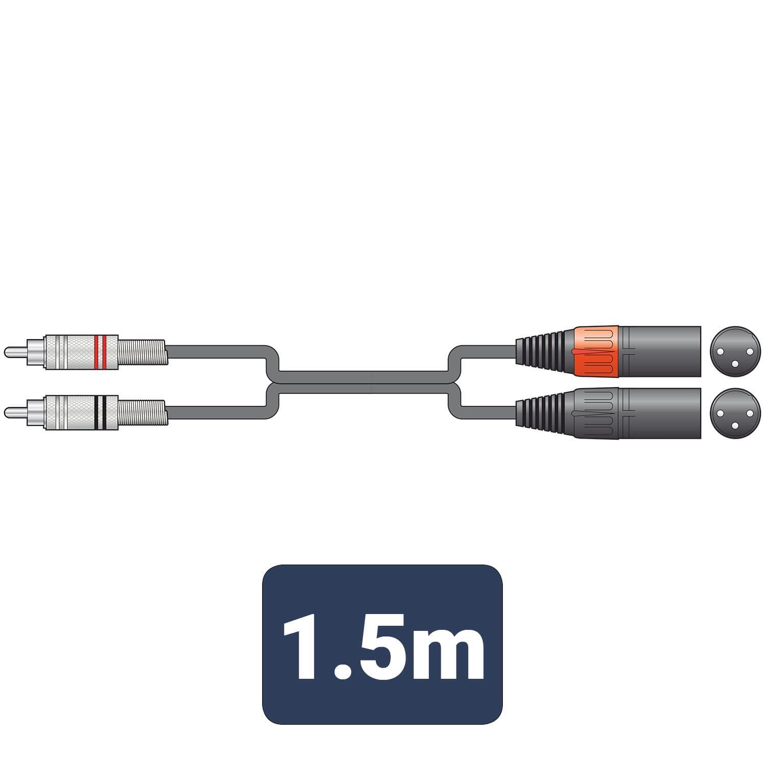 Citronic Classic 1.5m RCA to XLR M Stereo Audio Cable