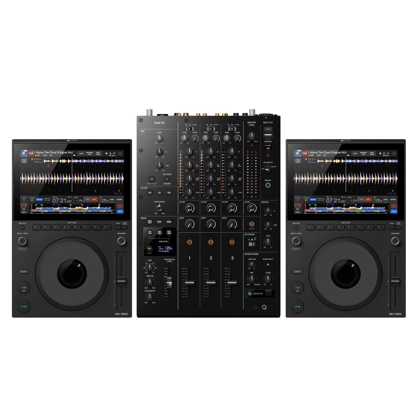 AlphaTheta CDJ-1500X & DJM-V5 package