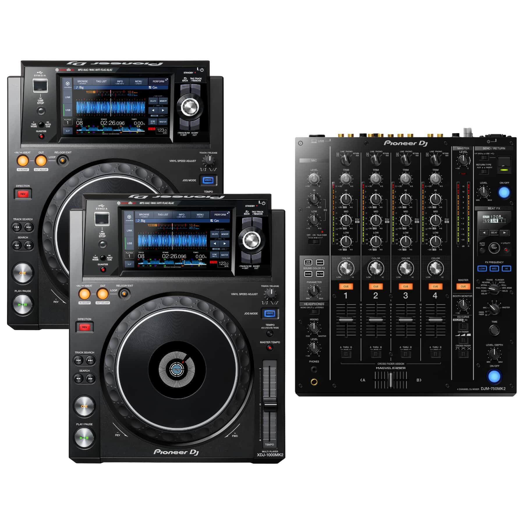 Pioneer DJ XDJ-1000MK2 & DJM-750MK2 Package