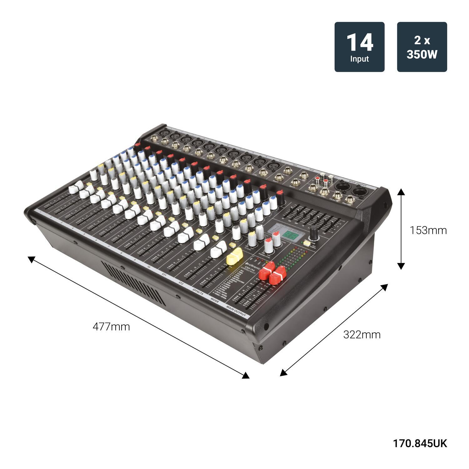 Citronic CSP-714 powered mixer 700W dimensions
