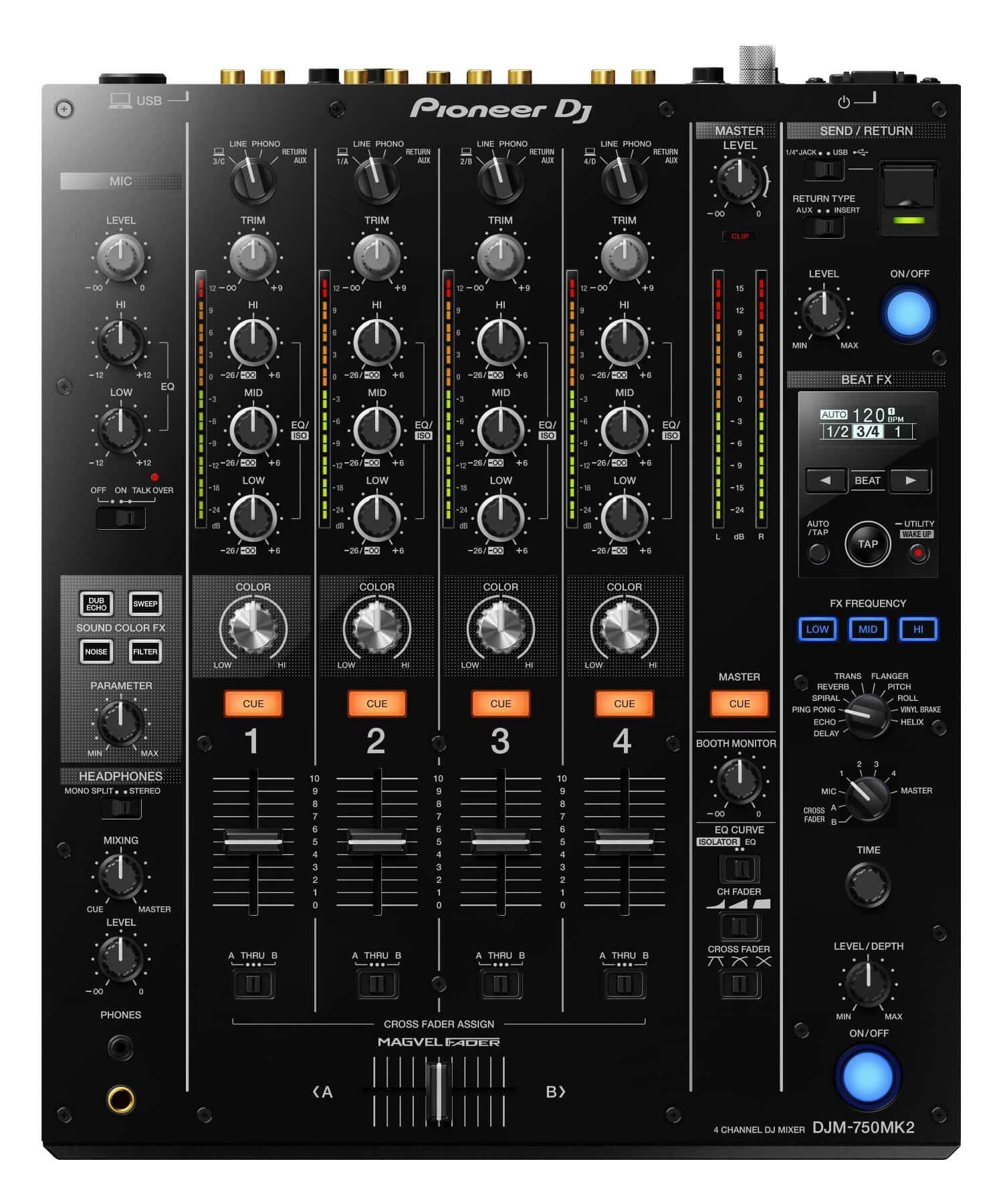 Pioneer DJ DJM-750MK2 4-channel DJ Mixer top