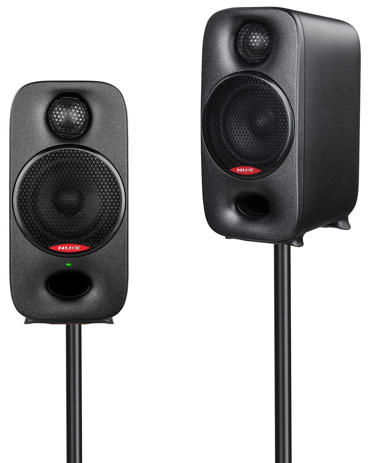 NU-X Axon 3 Nearfield Studio Monitors on stands