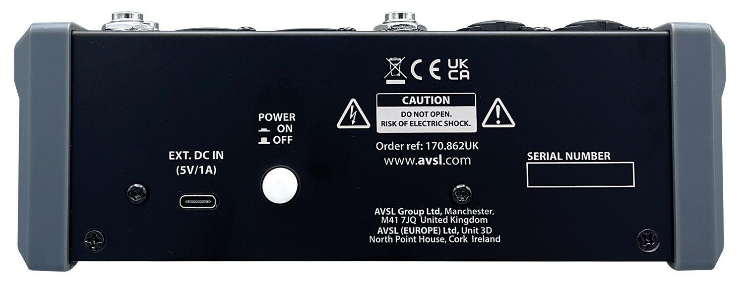 Citronic CMA-6 Compact Mixer with DSP FX and BT/USB rear