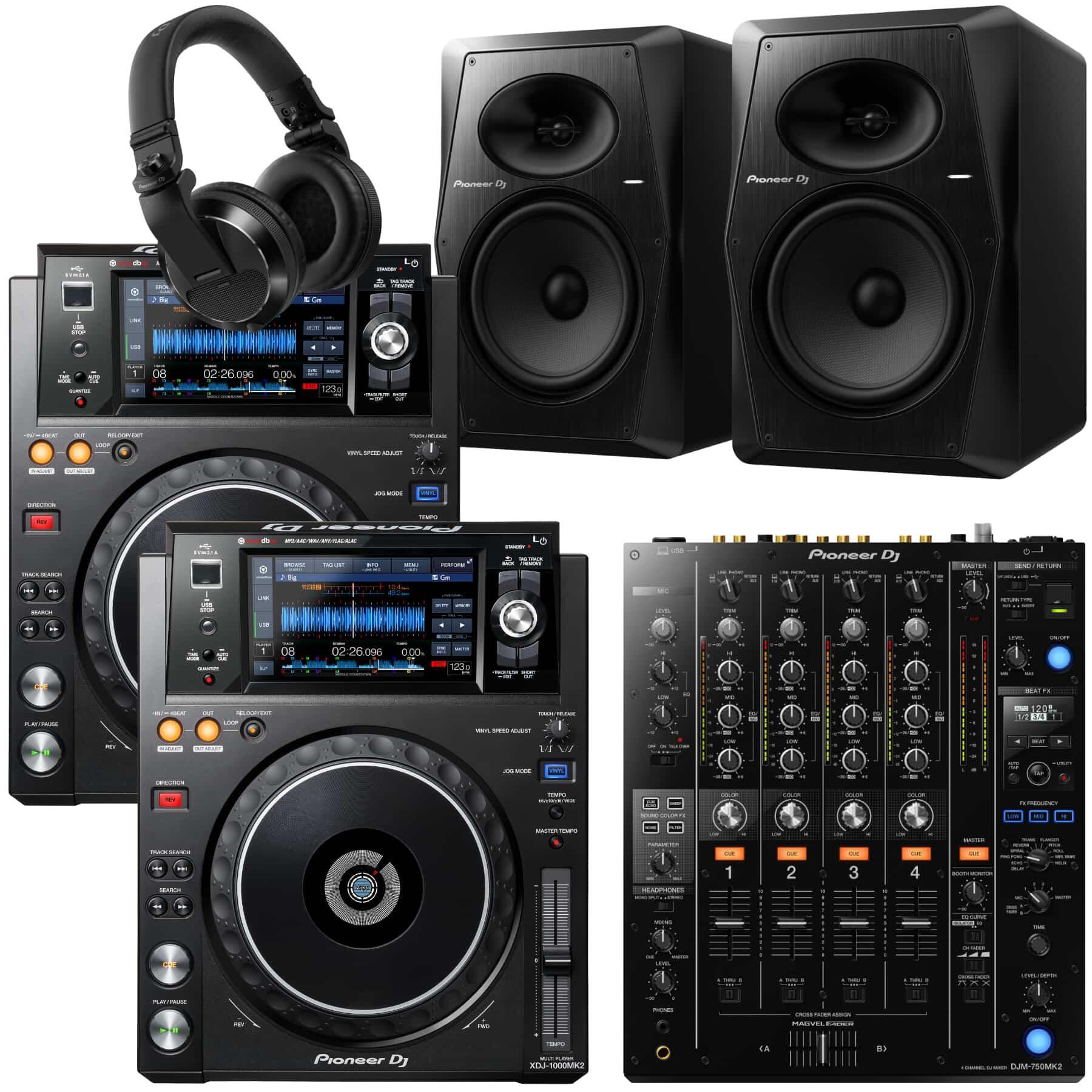 Pioneer DJ XDJ-1000MK2 & DJM-750MK2 VM-80 Bundle