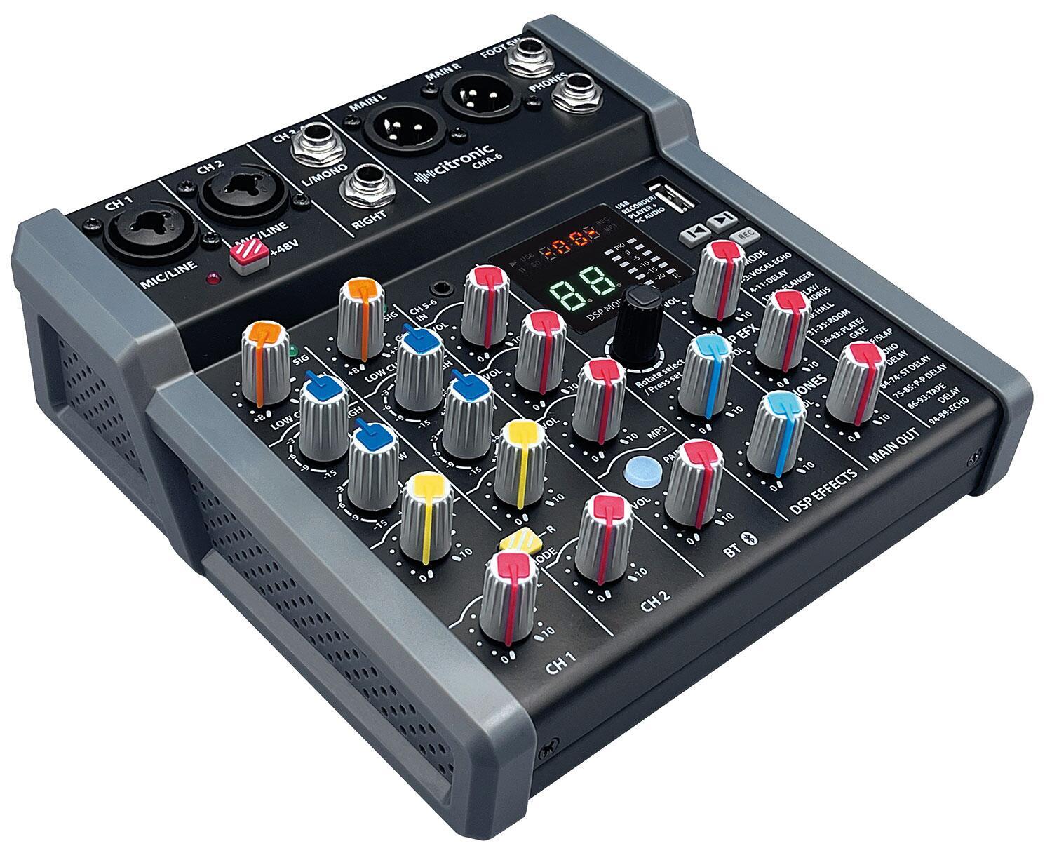 Citronic CMA-6 Compact Mixer with DSP FX and BT/USB angle