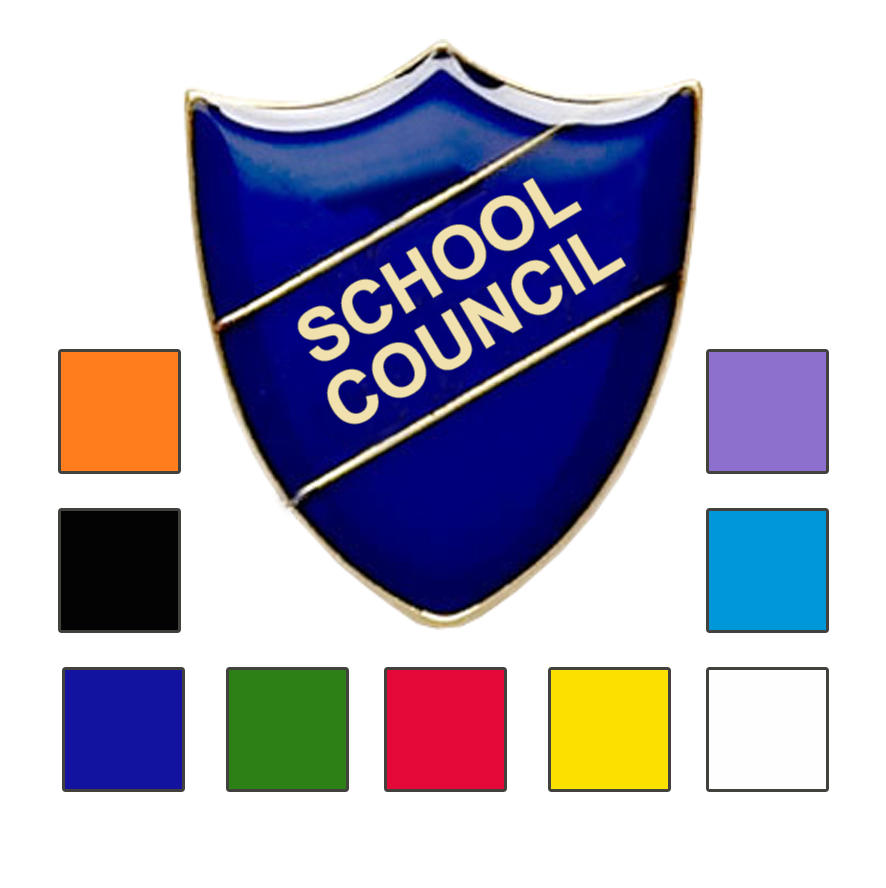 Coloured Shield Shaped School Council Badges