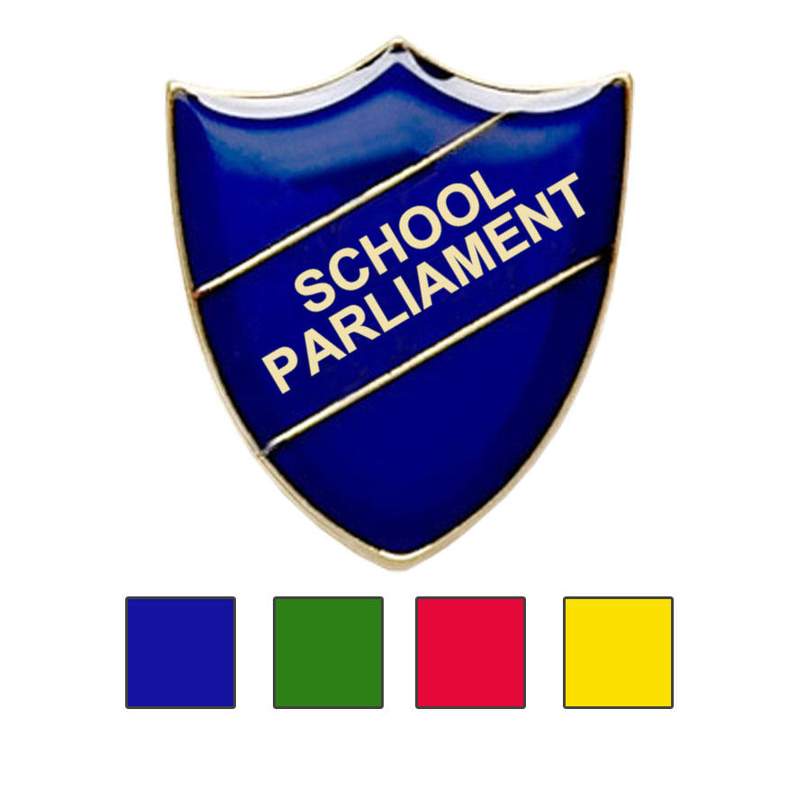Coloured Shield Shaped School Parliament Badges