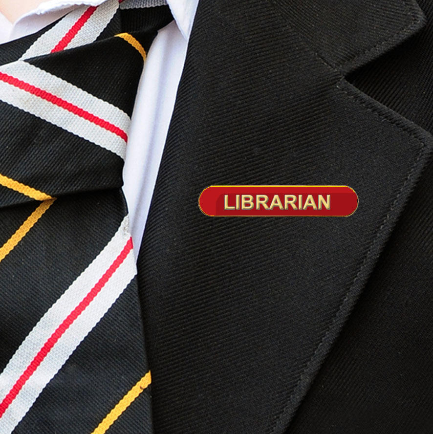 Red Bar Shaped Librarian Badge Badge