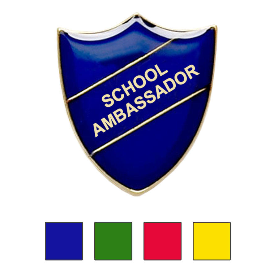Coloured Shield Shaped School Ambassador Badges