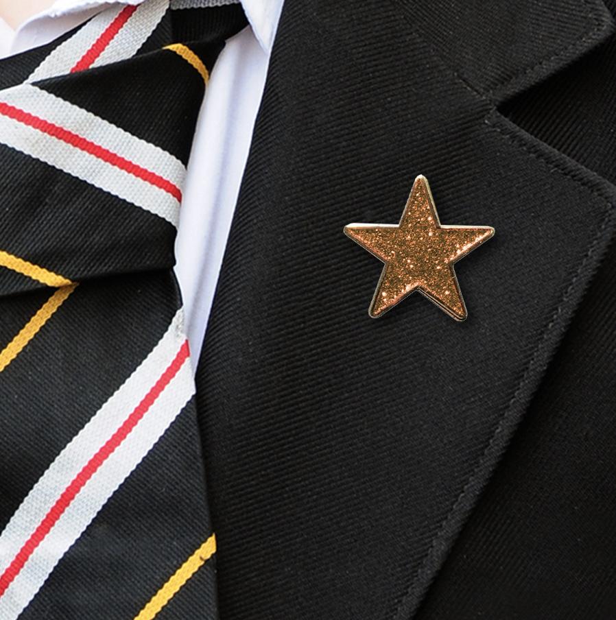 Gold Star Shaped Glitter Badge