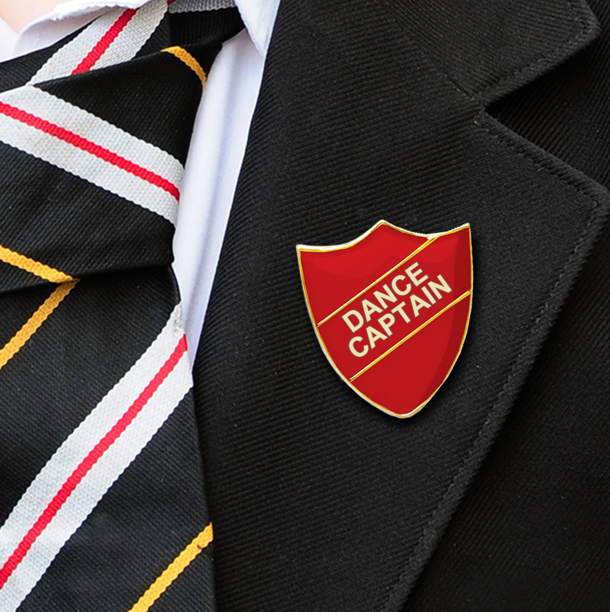 Dance Captain shield school badges red