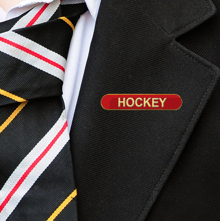 Red Bar Shaped Hockey Badge