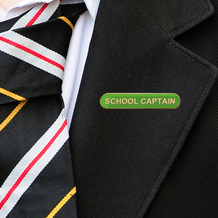 Green Bar Shaped School Captain Badge