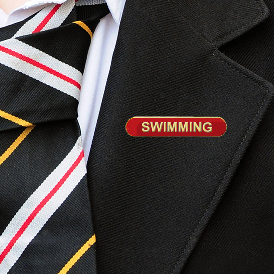 Red Bar Shaped Swimming Badge
