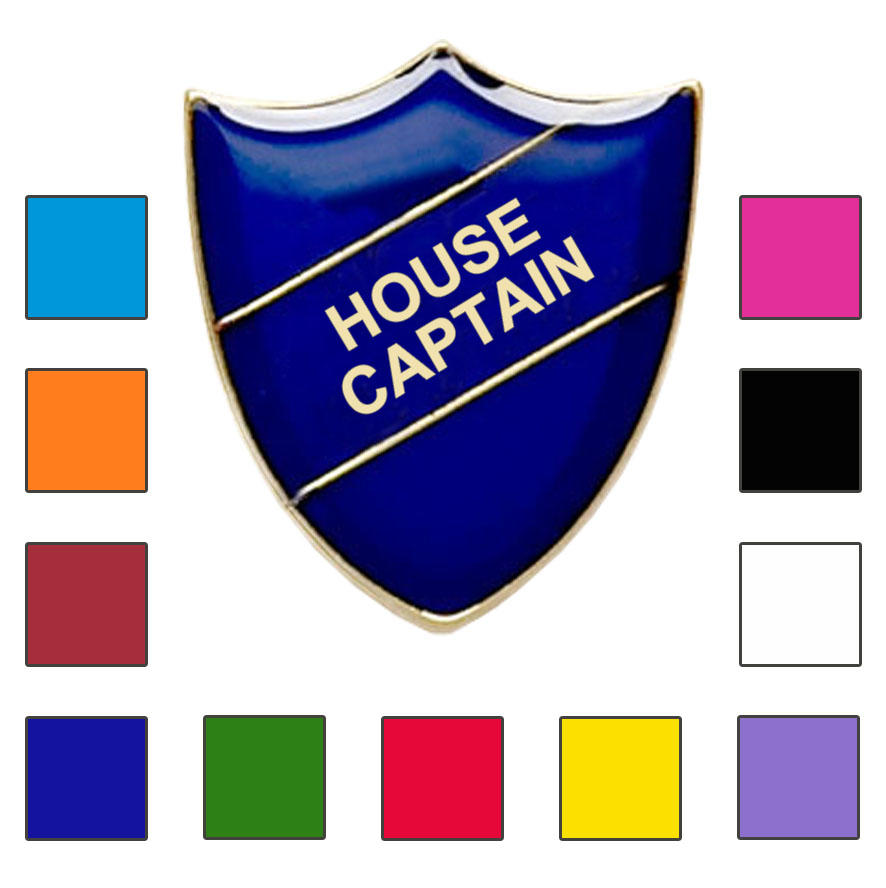 Coloured Shield Shaped House Captain Badges