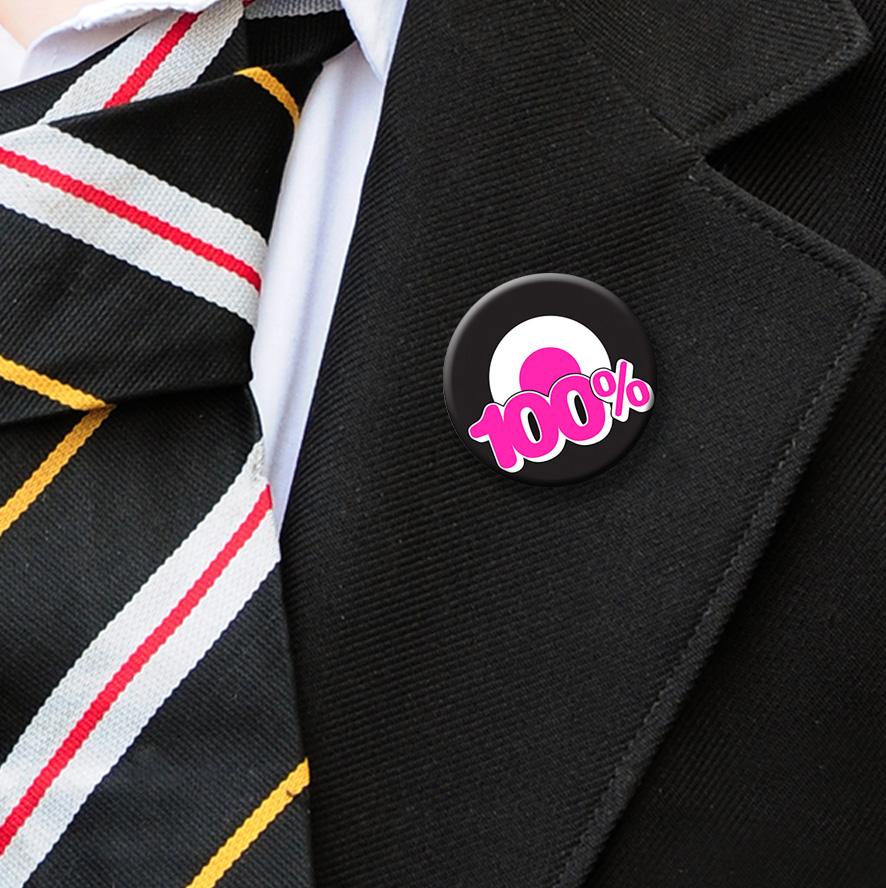 100% attendance badges pink