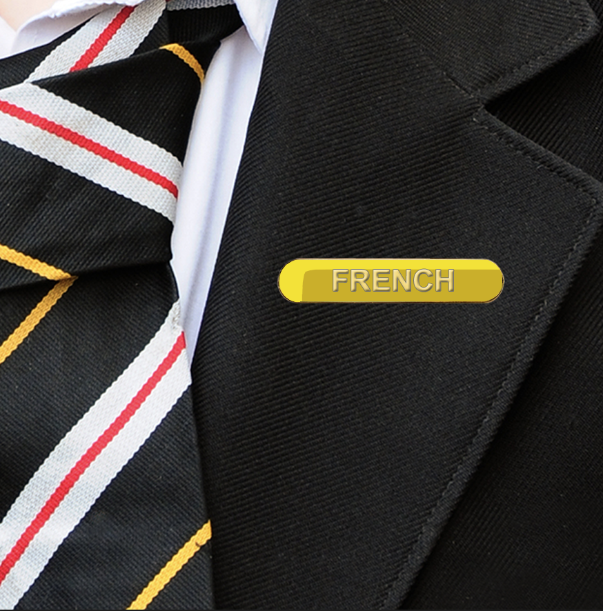 french bar badge yellow on blazer