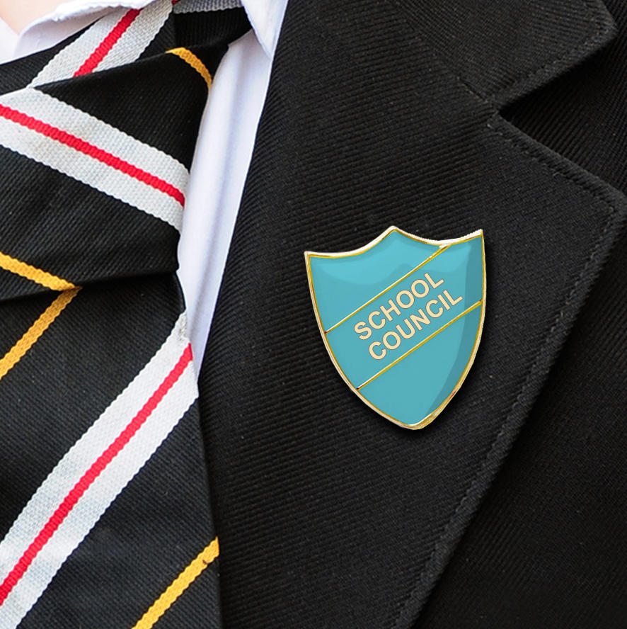 Light Blue Shield Shaped School Council Badge