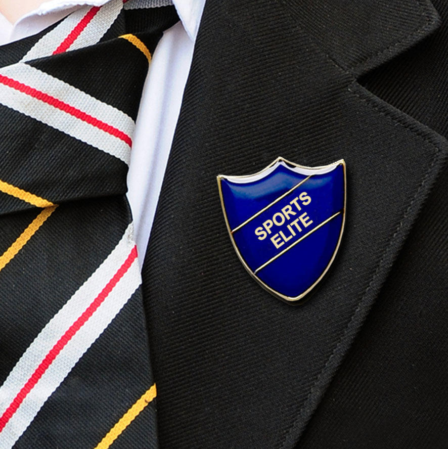 Blue Shield Shaped Sports Elite Badge