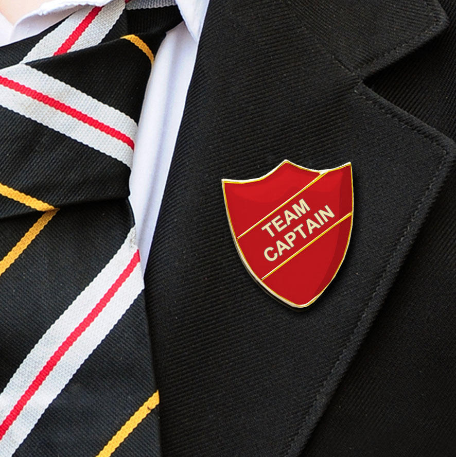 Red Shield Shaped Team Captain Badge