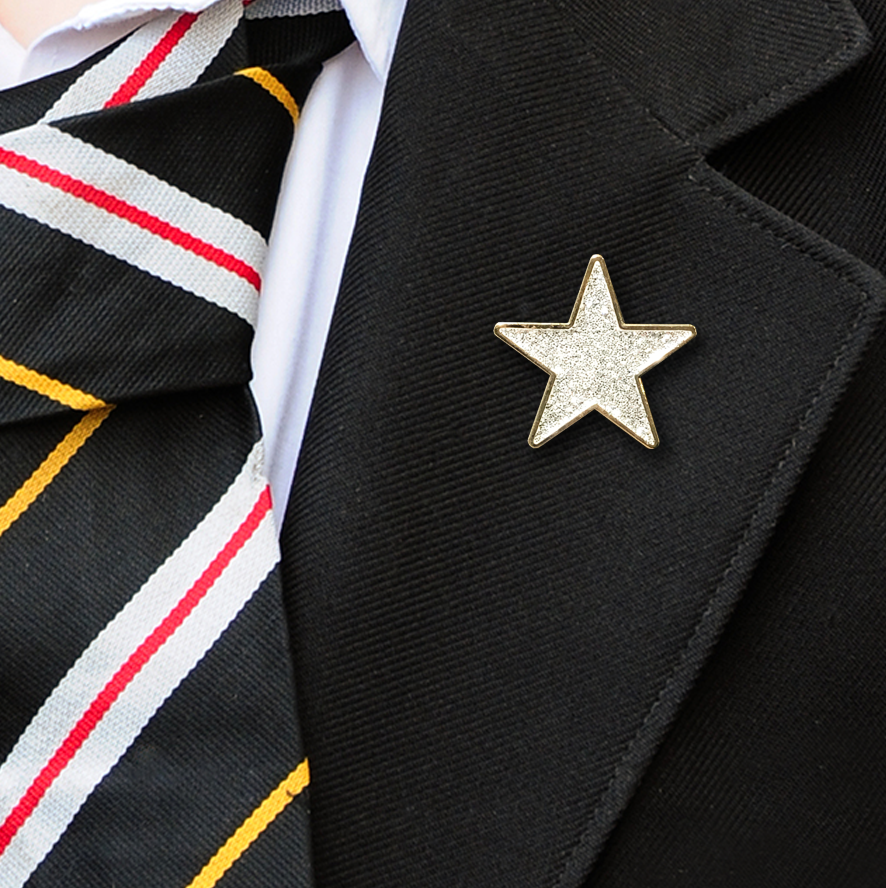 White Star Shaped Glitter Badge