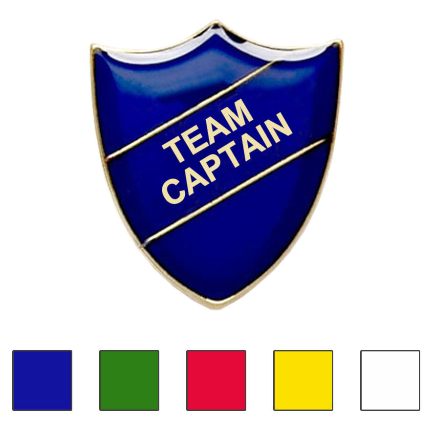 Coloured Shield Shaped Team Captain Badges
