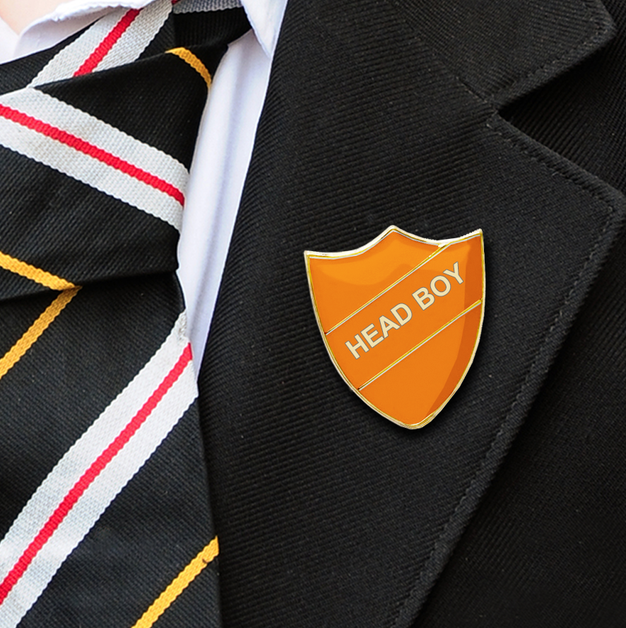 Head Boy school badge shield orange