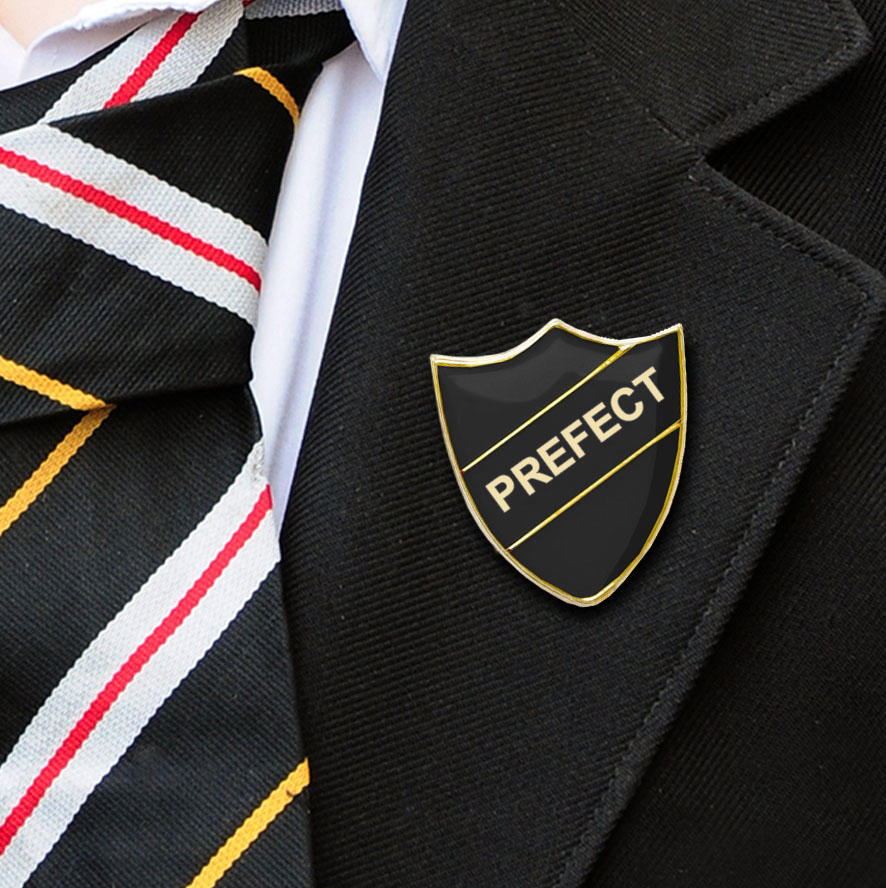 Black Shield Shaped Prefect Badge Badge