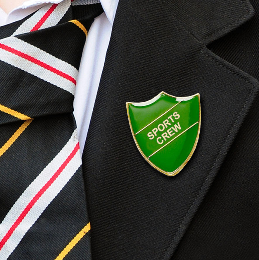 Green Shield Shaped Sports Crew Badge