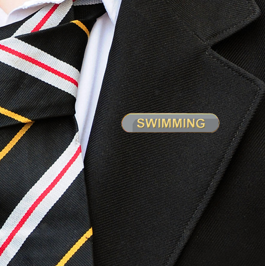Grey Bar Shaped Swimming Badge
