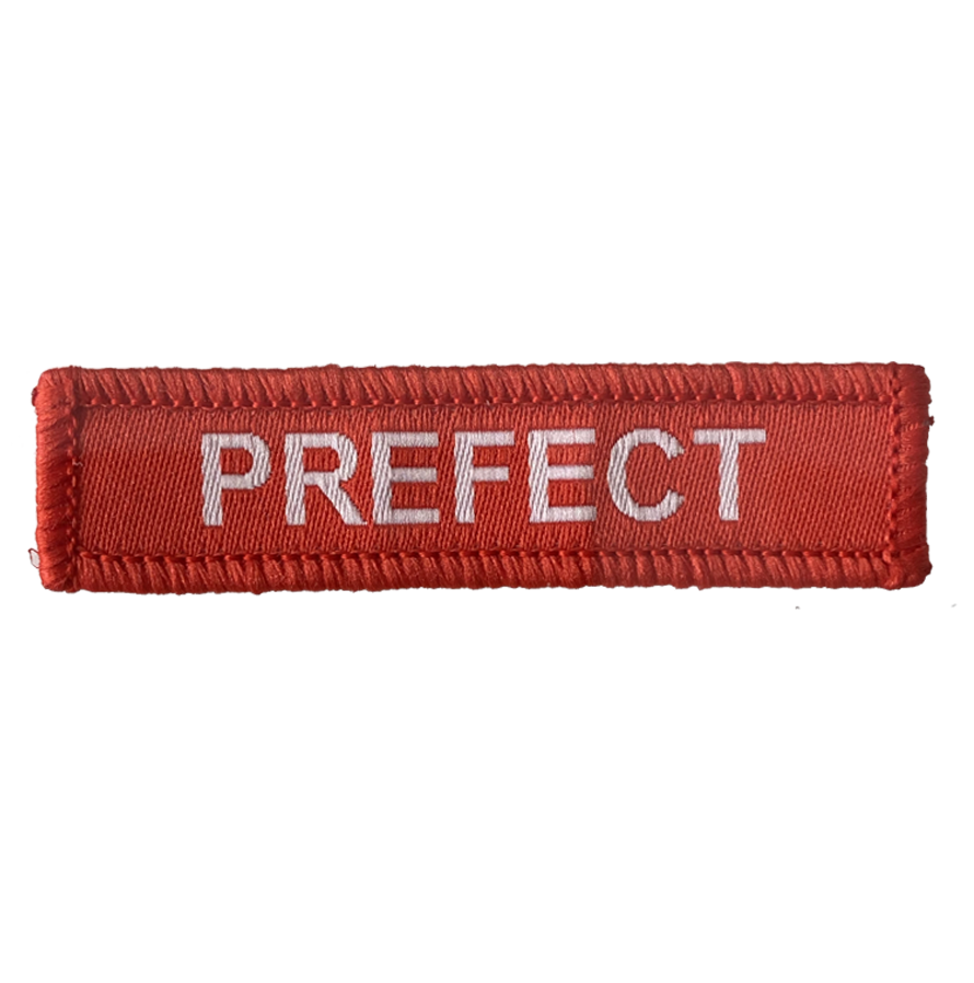 prefect red woven patch