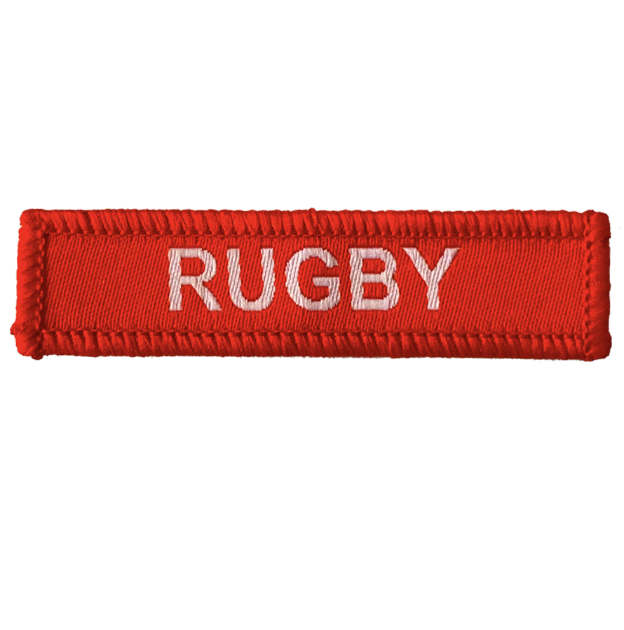 Rugby woven patches Red