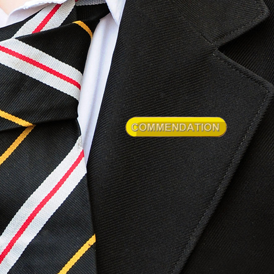 Yellow Bar Shaped Commendation Badge